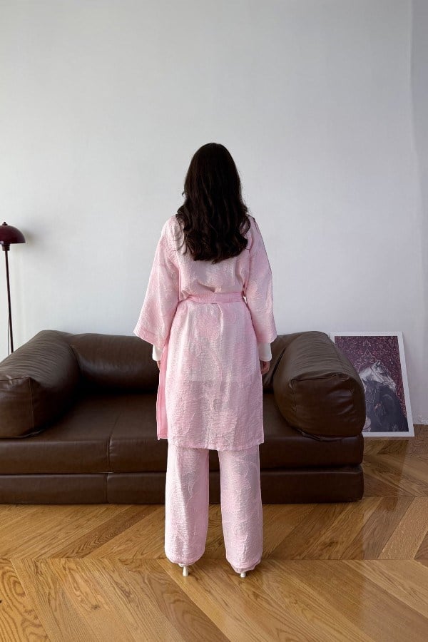 Kimono Pantolon Takım Pembe