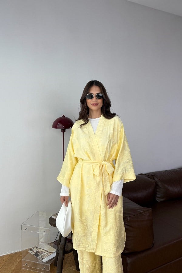 Kimono Pantolon Takım Sarı
