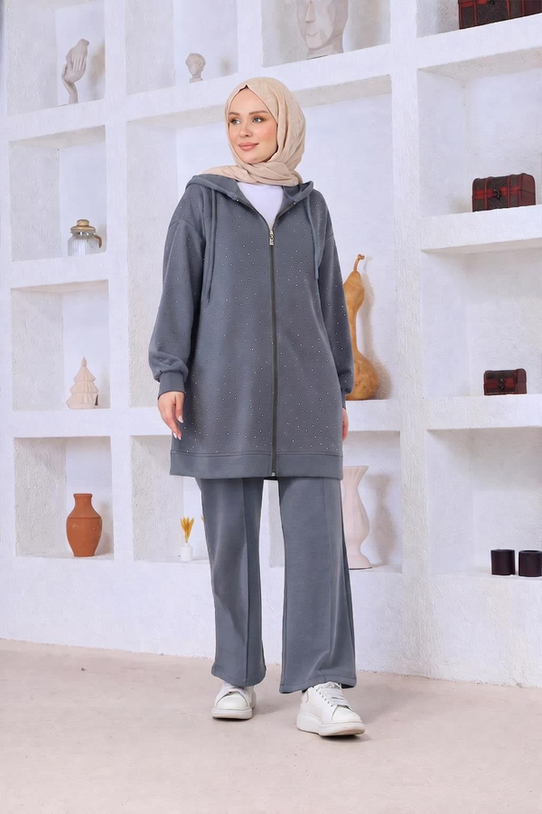 Serpme Taşlı Takım Gri