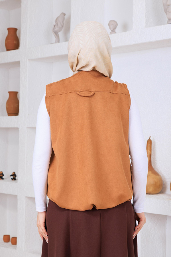 Süet Yelek Camel