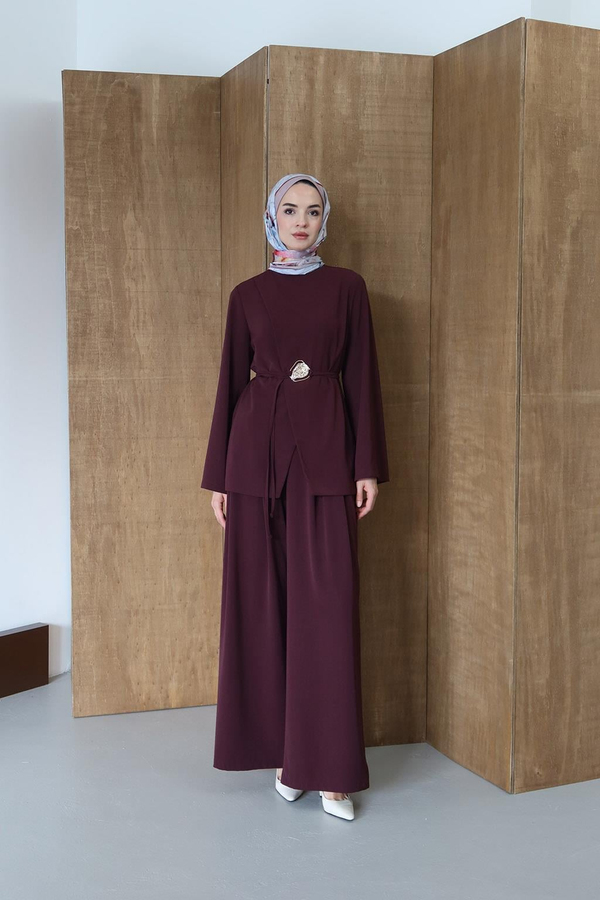 Twill Kruvaze Takım Bordo