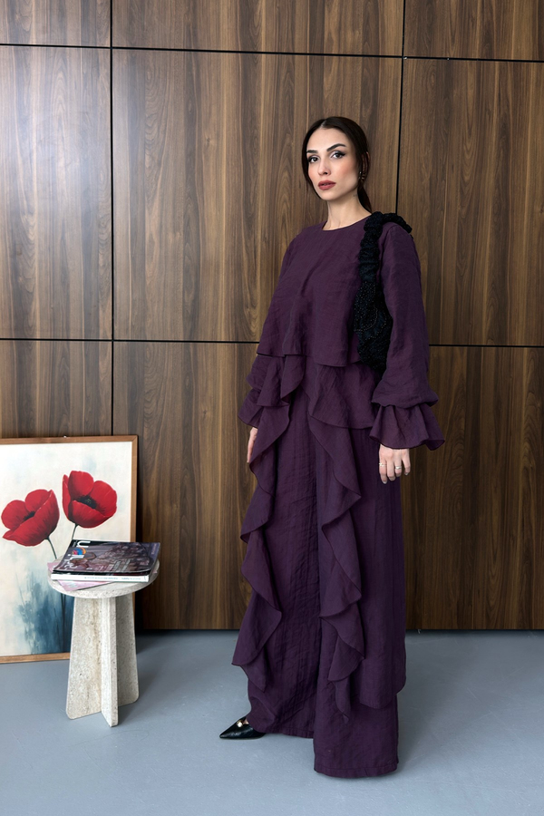 Zena Volan Detaylı Takım Mürdüm