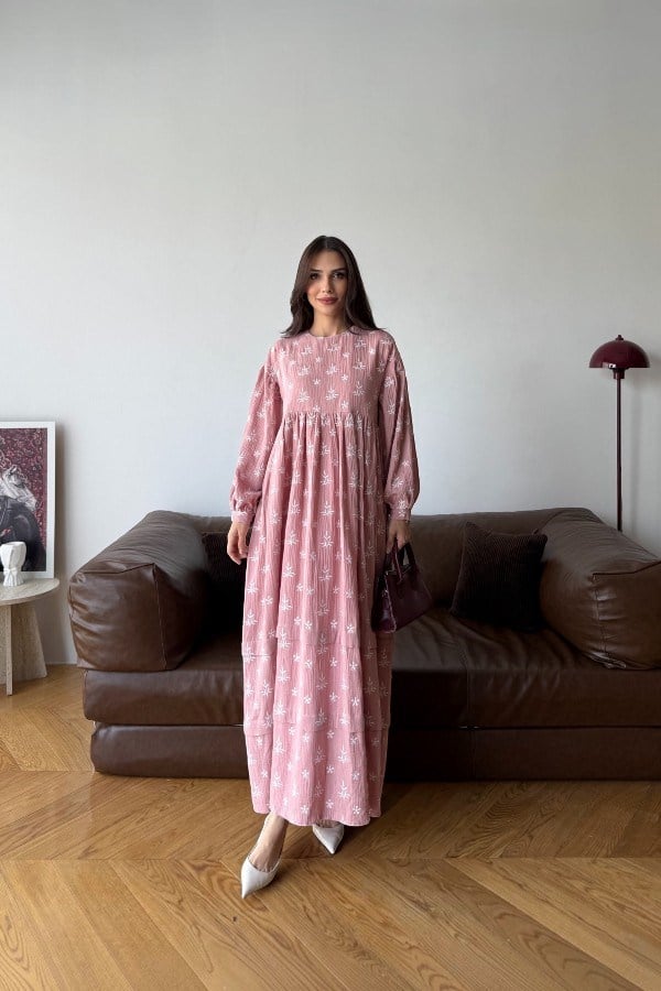 Alize Model Desenli Elbise Pembe