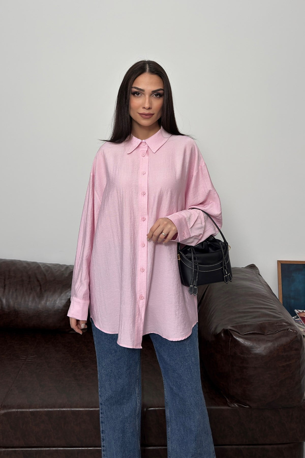 Asel Oversize Gömlek Pembe