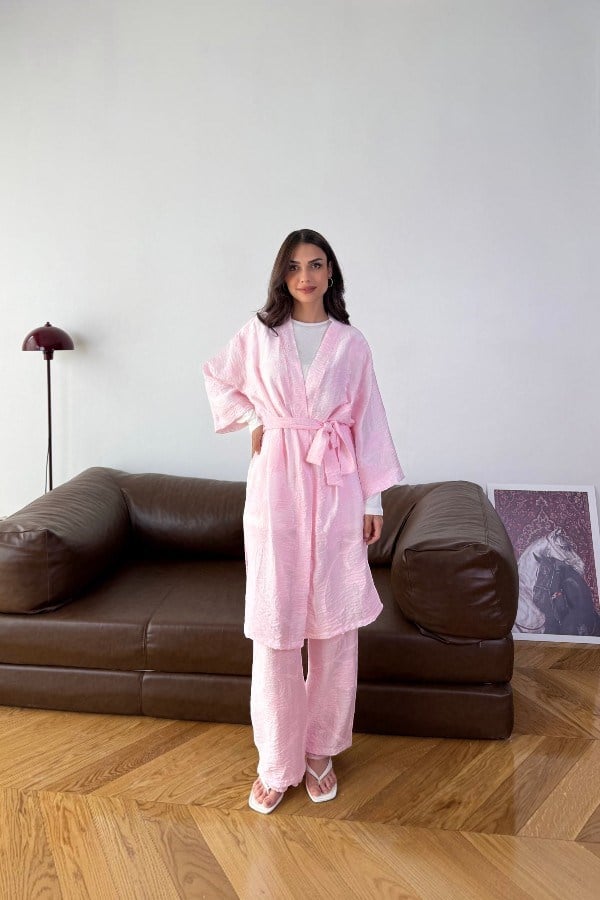 Kimono Pantolon Takım Pembe