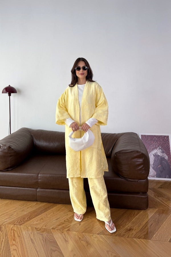 Kimono Pantolon Takım Sarı