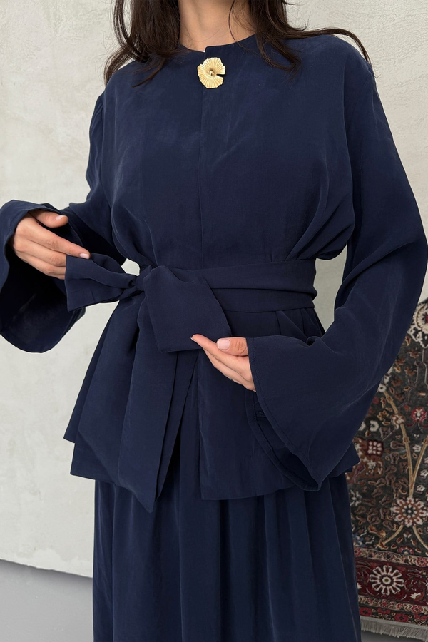 Nazen Broş Takım Lacivert