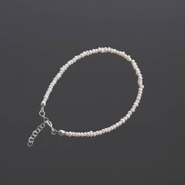 İNCİ TAŞI BİLEKLİK- GÜMÜŞ AKSAMLI 3 MM