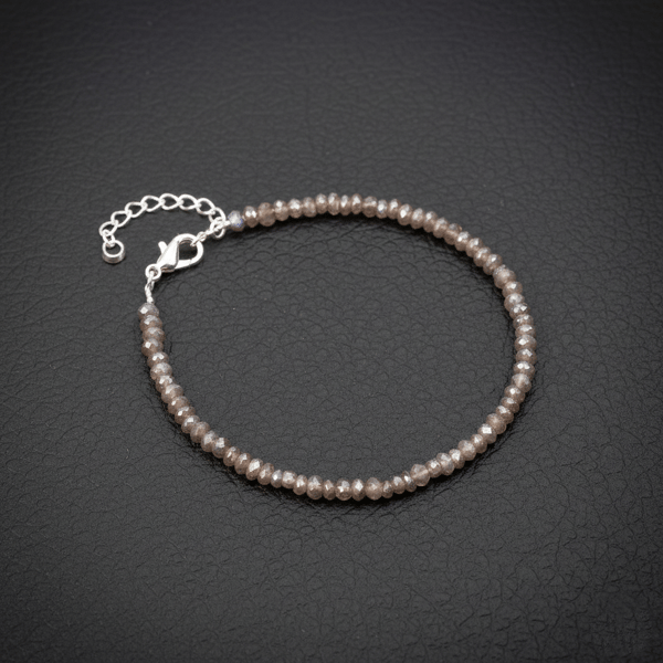 LABRADORİT TAŞI BİLEKLİK- GÜMÜŞ AKSAMLI 3 MM