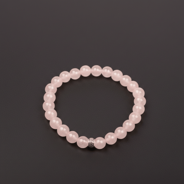 PEMBE KUVARS TAŞI ELASTİK BİLEKLİK 8 MM
