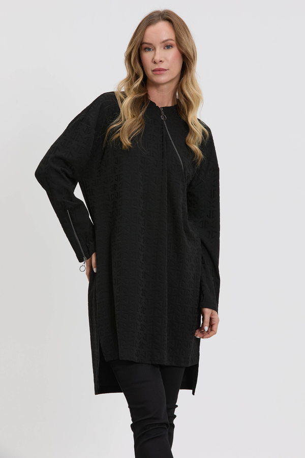 M10014 Melidia Fermuar Detaylı Tunik / SİYAH