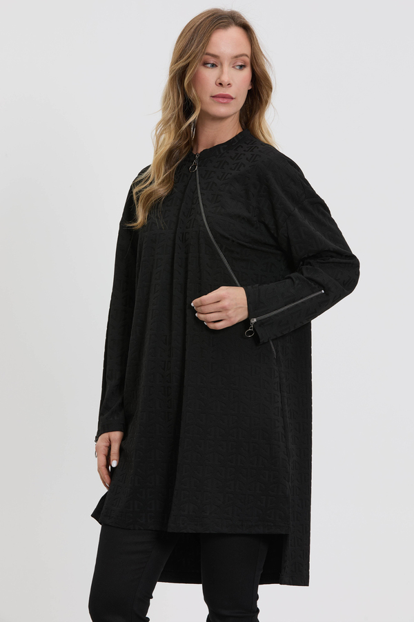 M10014 Melidia Fermuar Detaylı Tunik / SİYAH