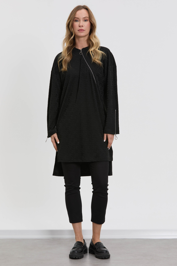 M10014 Melidia Fermuar Detaylı Tunik / SİYAH
