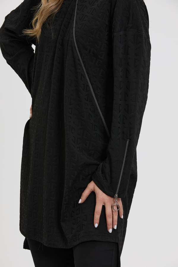 M10014 Melidia Fermuar Detaylı Tunik / SİYAH