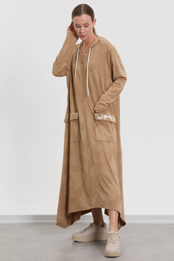 M30014 Melidia Kapşonlu Elbise / CAMEL