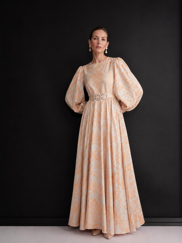 M70674 Melidia Kemeri Taşlı Elbise / ORANJ