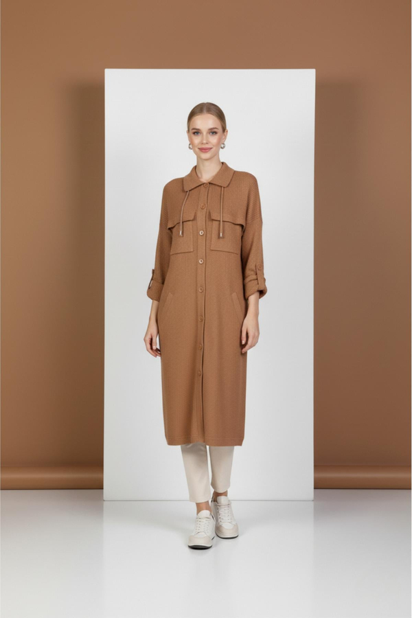 NC2070 Newcarmen Düğme Detaylı Hırka / CAMEL