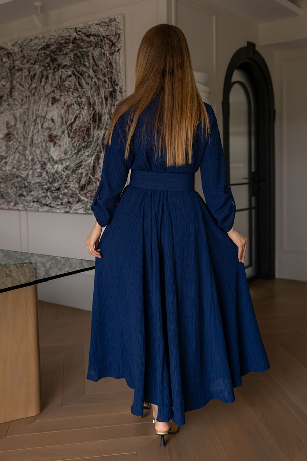 Oversize Bürümcük Elbise - LACİVERT