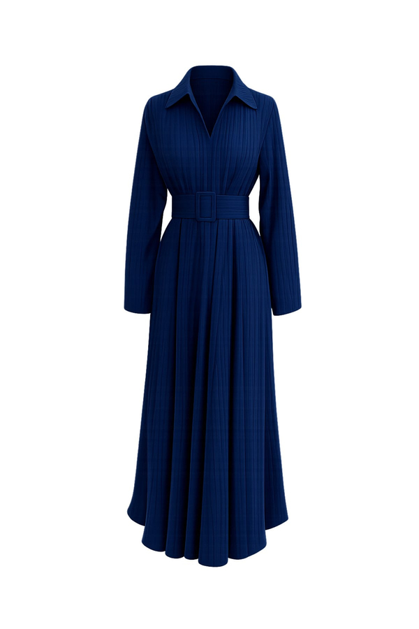 Oversize Bürümcük Elbise - LACİVERT