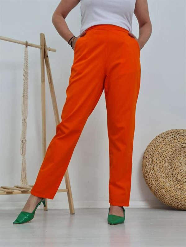 FELİX10286 Bel Lastikli Turuncu Cotton Pantolon
