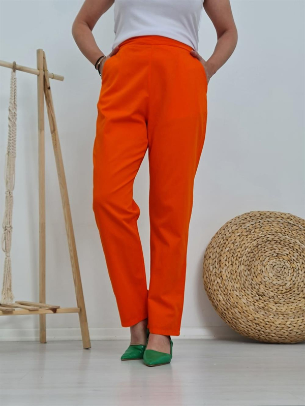 FELİX10286 Bel Lastikli Turuncu Cotton Pantolon