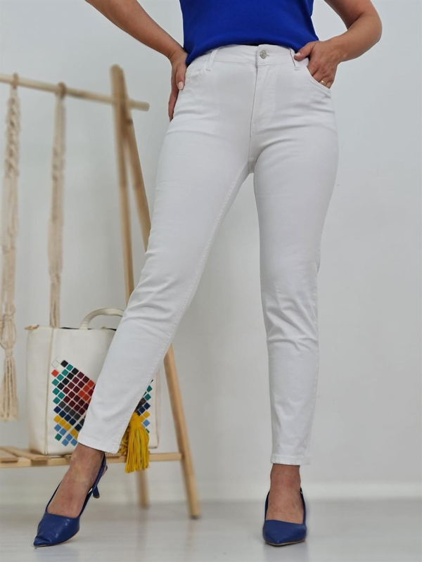 FELİX10337 Beyaz Boyfriend Jean Pantolon