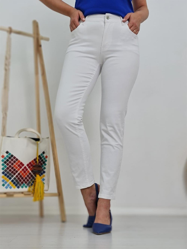 FELİX10337 Beyaz Boyfriend Jean Pantolon