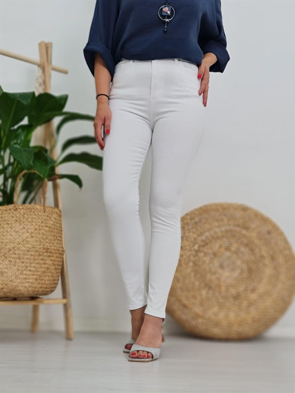FELİX10338 Dar Paça Beyaz Jean Pantolon