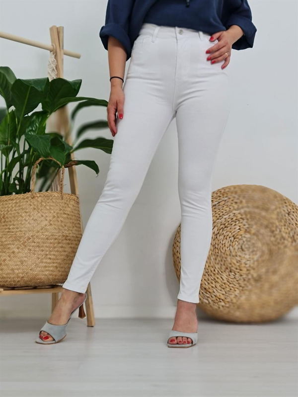 FELİX10338 Dar Paça Beyaz Jean Pantolon
