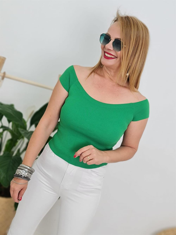 FELİX10439 Madonna Yaka Yeşil Body Bluz