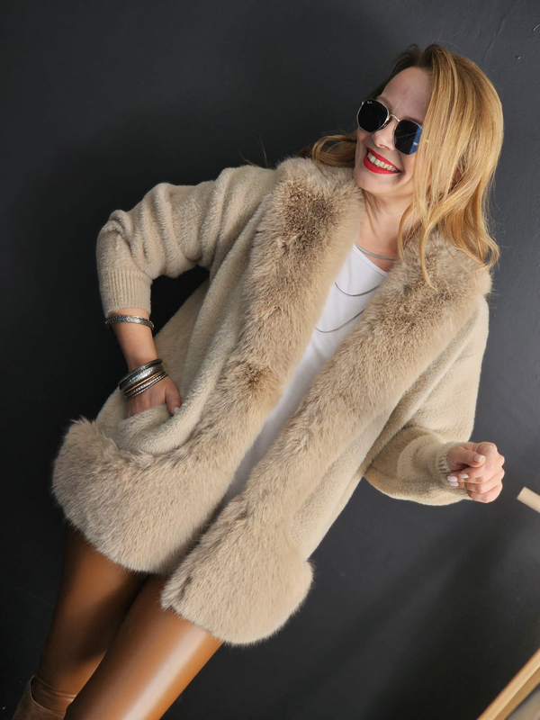 FELİX10999 Kürklü Angora Vizon Ceket-Mont