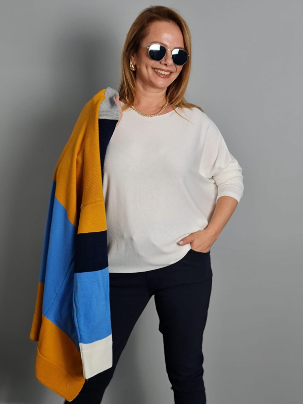 FELİX11073 Yarasa Kol İthal Kolyeli Triko Bluz