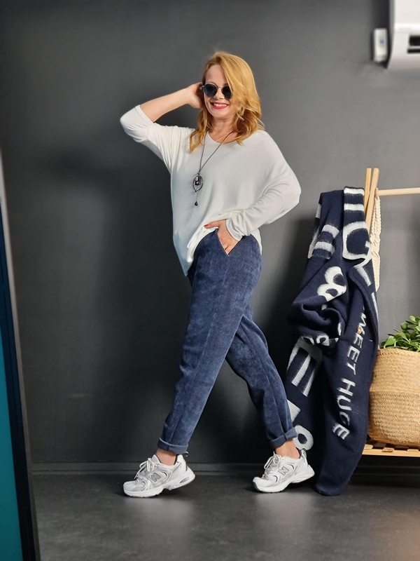 FELİX11073 Yarasa Kol İthal Kolyeli Triko Bluz
