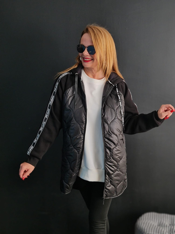 FELİX11106 Kapitone Detaylı Siyah Ceket-Mont
