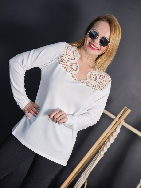 FELİX11166 Omuz Dantel Krem Bluz