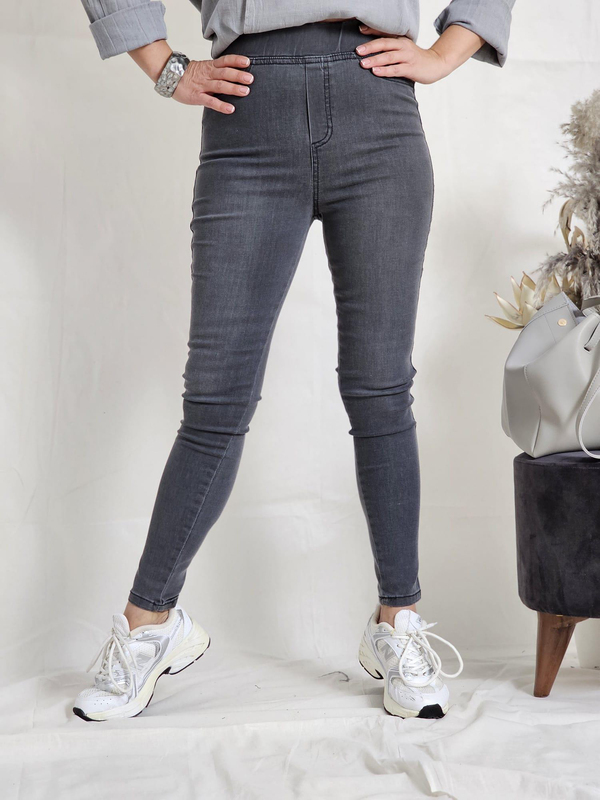 FELİX11550 Bel Lastikli Gri Kot Pantolon