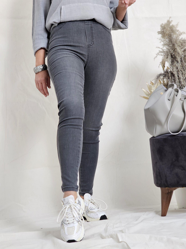 FELİX11550 Bel Lastikli Gri Kot Pantolon