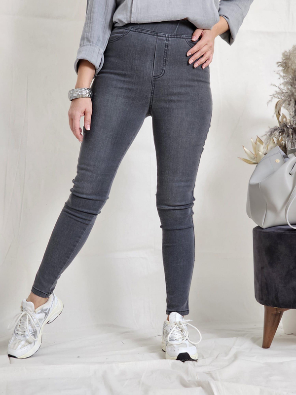 FELİX11550 Bel Lastikli Gri Kot Pantolon