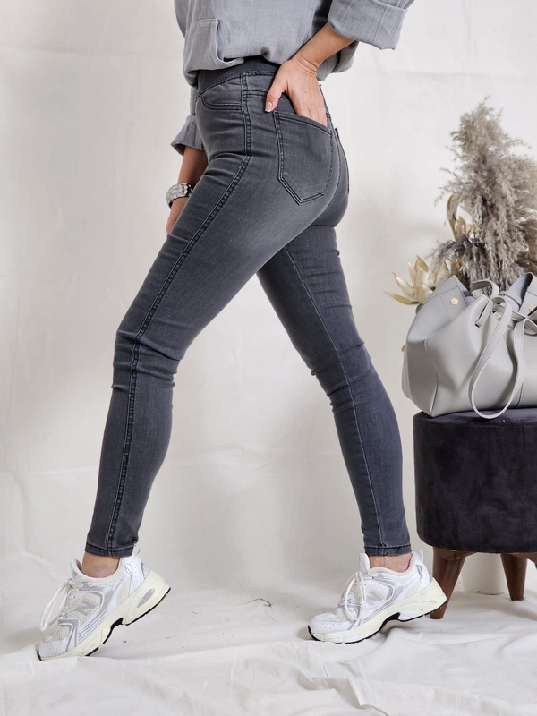 FELİX11550 Bel Lastikli Gri Kot Pantolon
