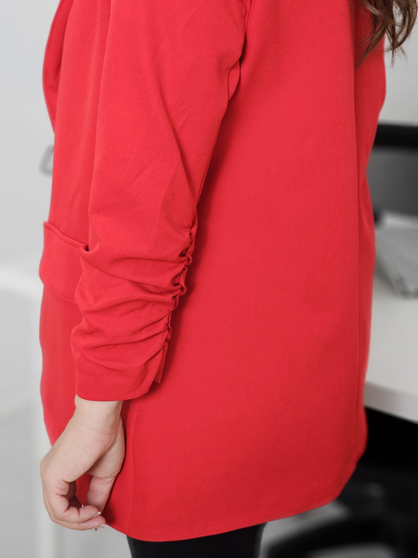 FELİX12592 Kolu Büzgülü Kırmızı Blazer Ceket