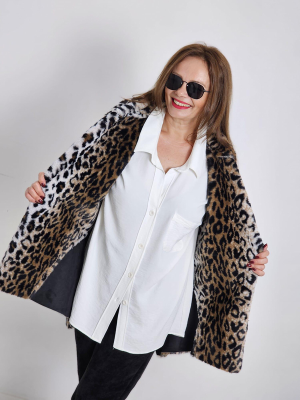 FELİX12712 İçi Leopar Kürklü İthal Siyah Yelek