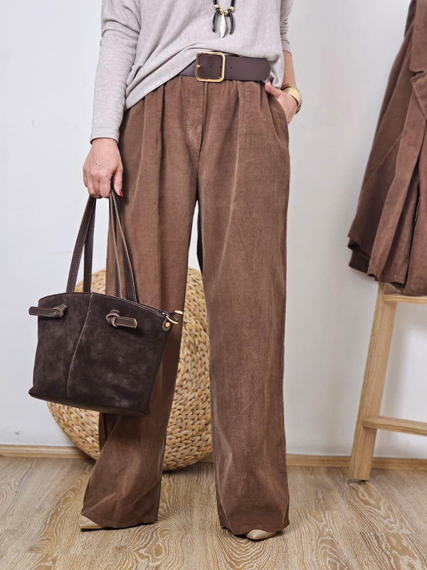 FELİX12773 İnce Kadife İthal Blazer Ceket Pantolon Kahverengi Takım