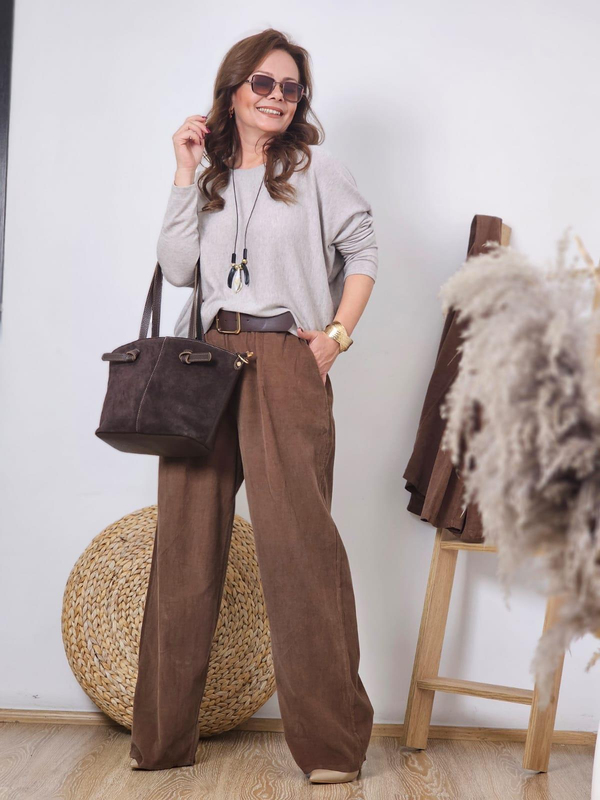 FELİX12773 İnce Kadife İthal Blazer Ceket Pantolon Kahverengi Takım