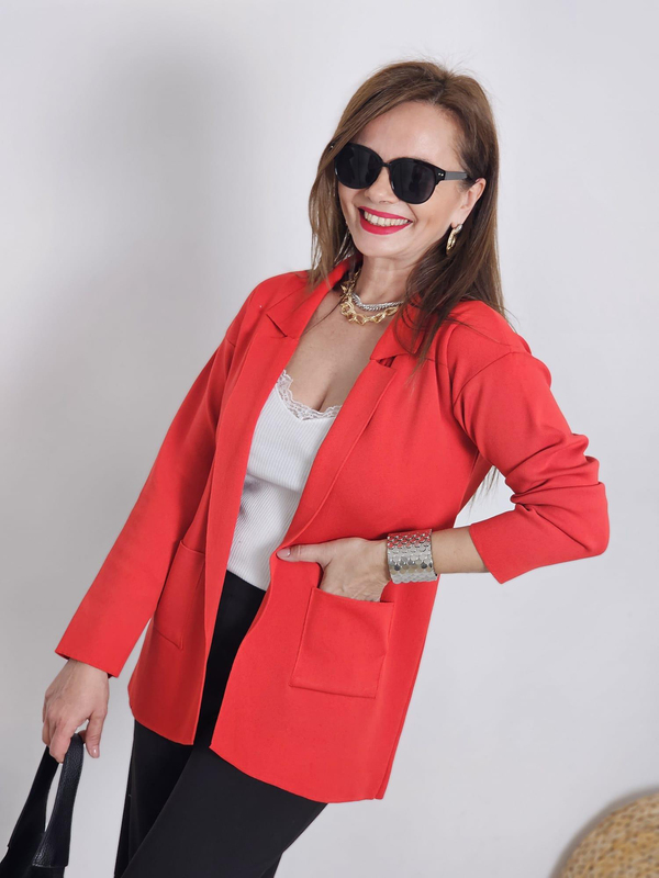 FELİX12872 Kırmızı Blazer Triko Ceket
