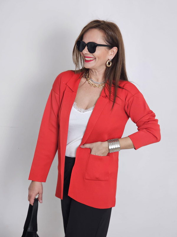 FELİX12872 Kırmızı Blazer Triko Ceket