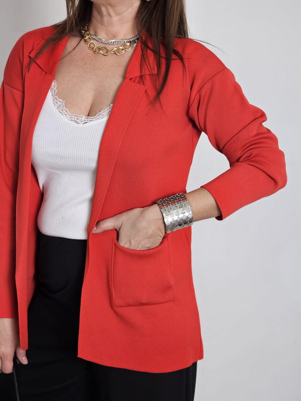 FELİX12872 Kırmızı Blazer Triko Ceket