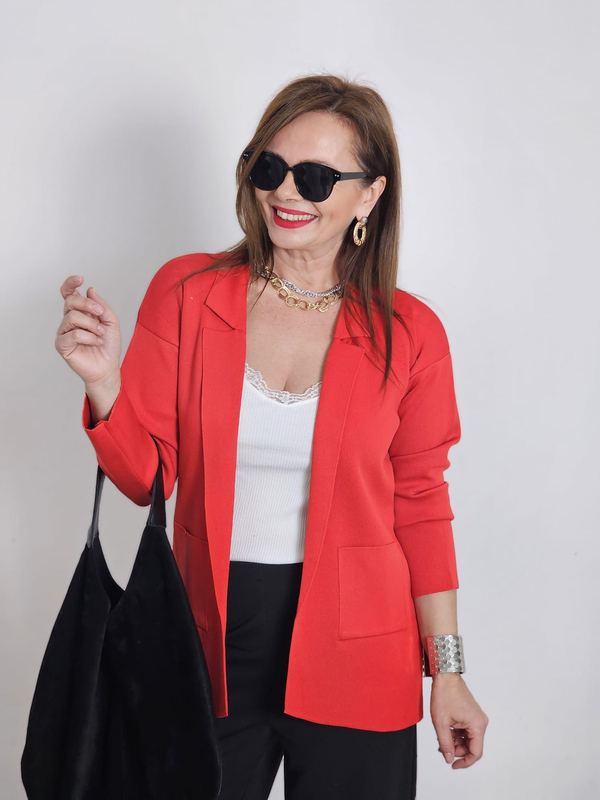 FELİX12872 Kırmızı Blazer Triko Ceket