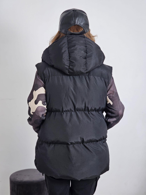 FELİX12962 Rahat Kalıp Anorak Şişme Siyah Yelek