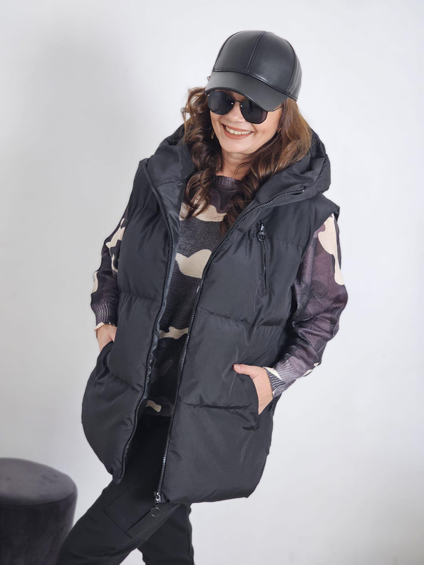FELİX12962 Rahat Kalıp Anorak Şişme Siyah Yelek