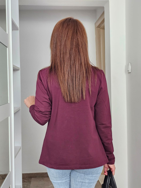 FELİX14035 Önden Cepli Düğmeli Bordo Blazer Penye Ceket